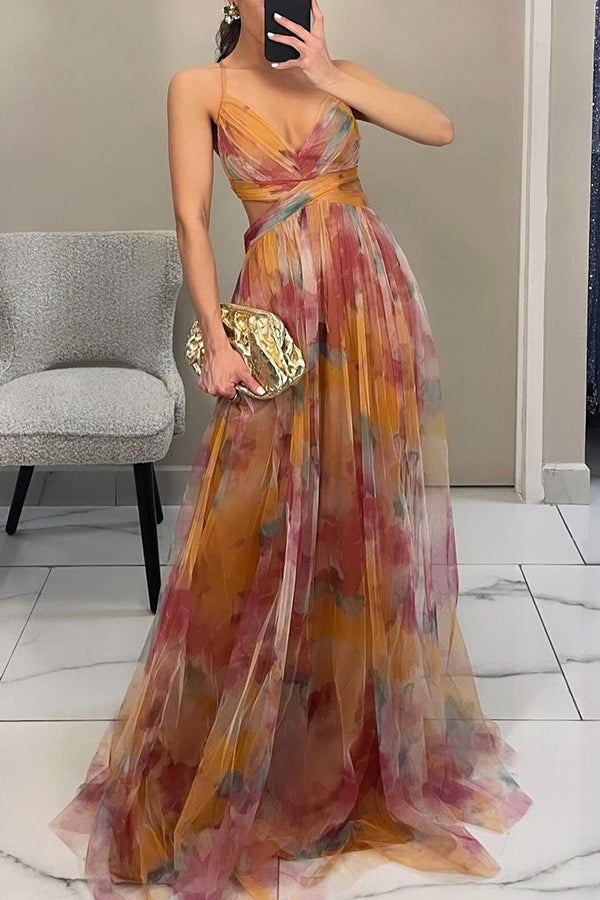 Hazel | Maxi Wedding Guest Dress with Floral Print and Pleated Skirt