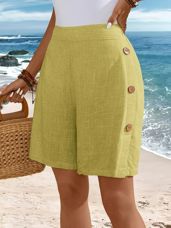 Nell | High Waist Shorts with Side Button Detail