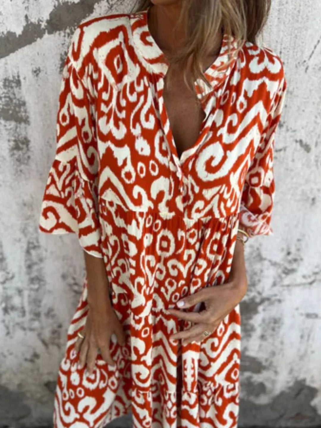 Bella | Mini Summer Dress with Boho Print and V-Neck