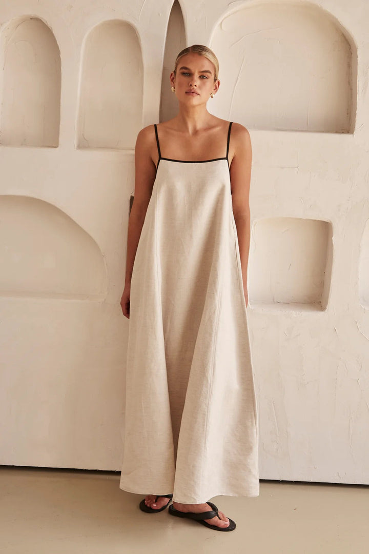 Ivy | Maxi Summer Dress with Contrast Straps and Square Neck