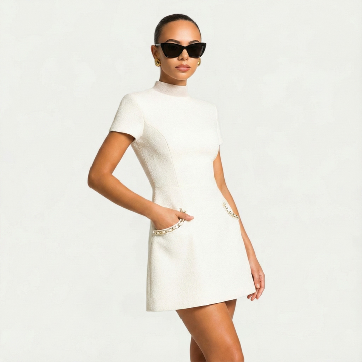 Beatrix | Cocktail Mini Dress Pearl Trim