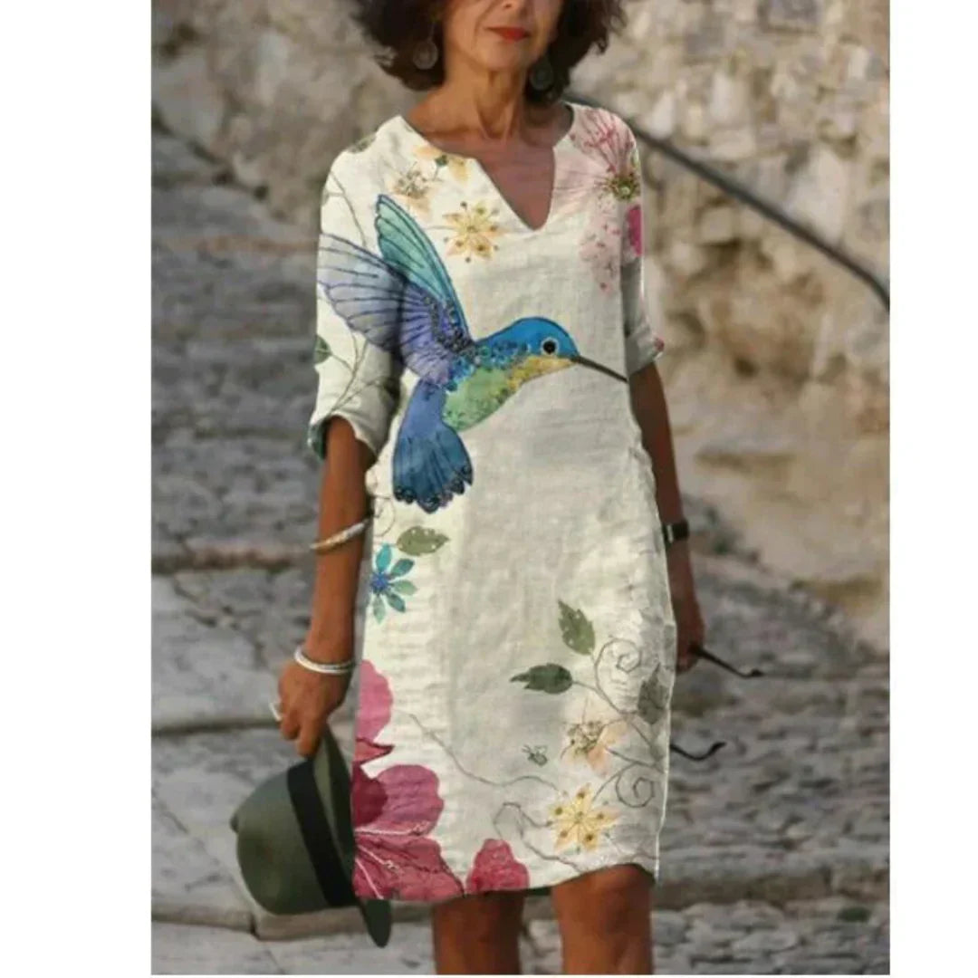 Hailey | Midi Summer Dress with Boho Print