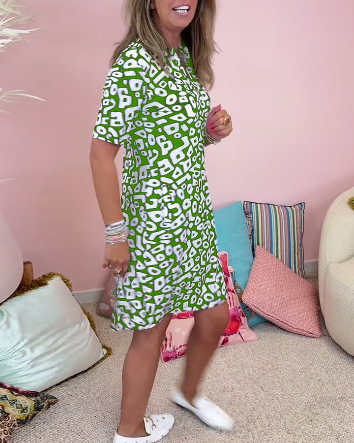 Isabel | Mini Summer Dress with Geometric Print and Side Pockets