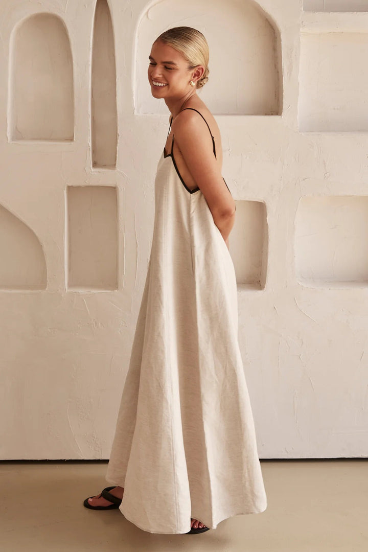 Ivy | Maxi Summer Dress with Contrast Straps and Square Neck