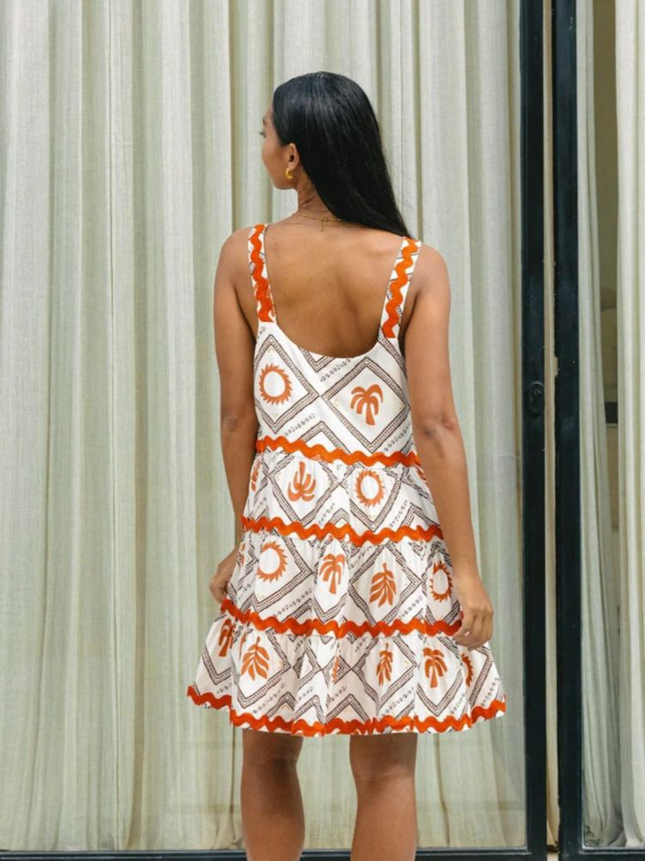 India | Summer Mini Dress Tiered Square Neck