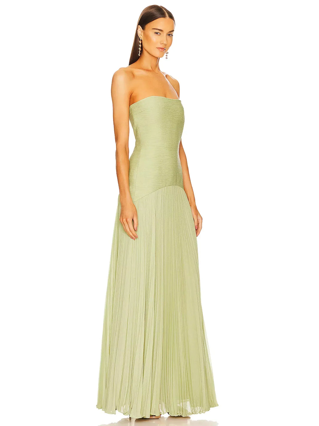 Ruby | Maxi Wedding Guest Dress with Strapless Pleated Skirt