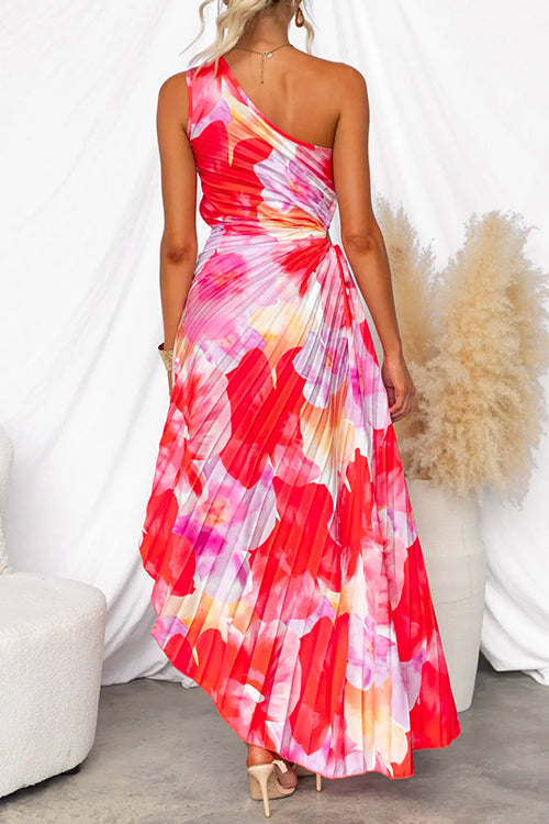 Kacie | Maxi Wedding Guest Dress with One Shoulder and Floral Print