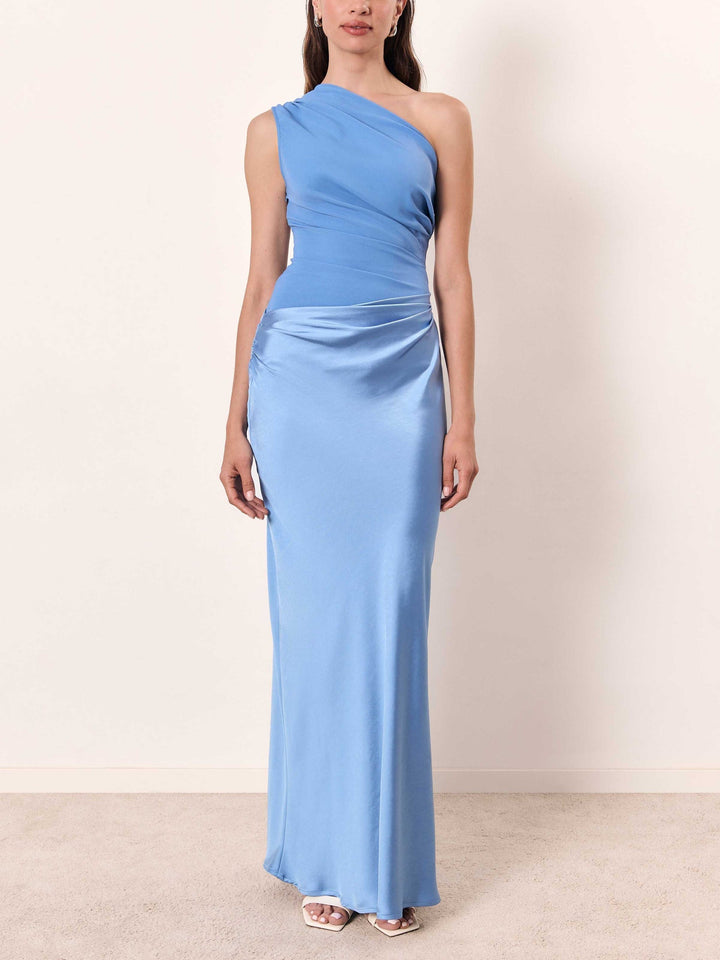 Anita | Maxi Wedding Guest Dress with One Shoulder and Pleated Skirt