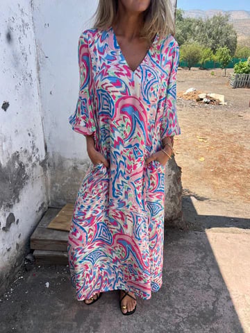 Evelyn | Maxi Summer Dress with Boho Print and V-Neck