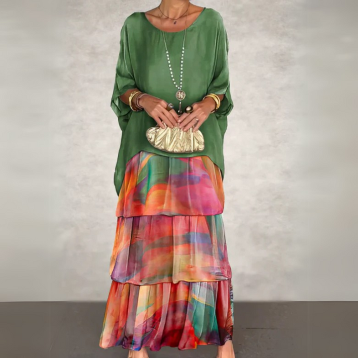 Cath | Maxi Dress with Tiered Hem and Floral Print