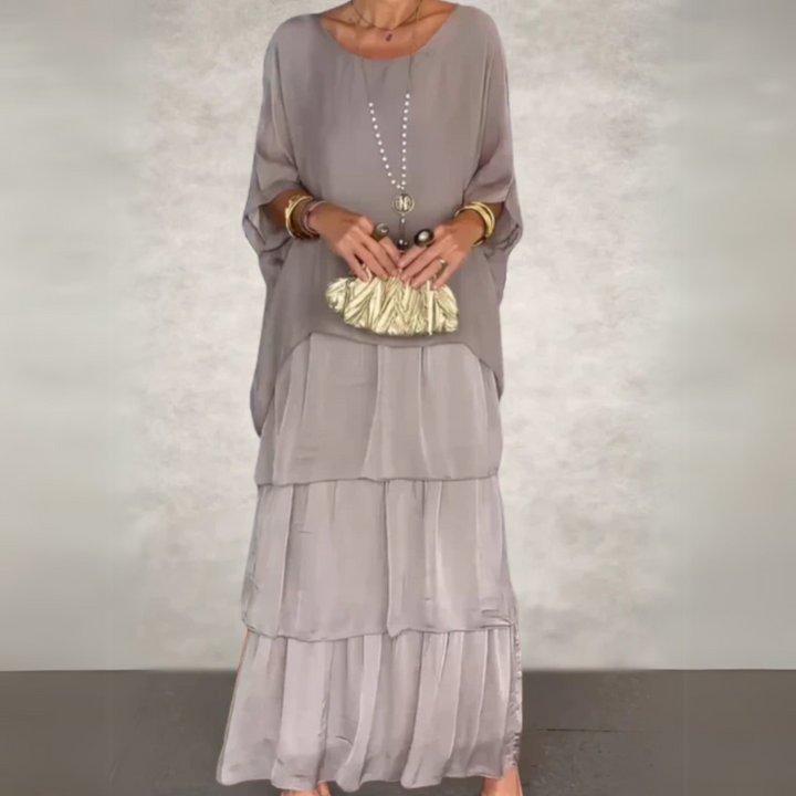 Cath | Maxi Dress with Tiered Hem and Floral Print