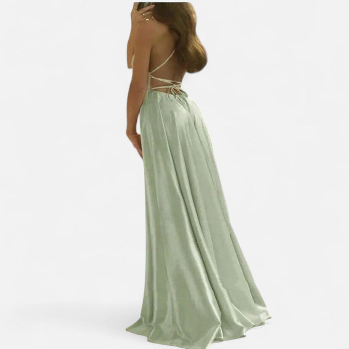Gabrielle | Maxi Wedding Guest Dress with Thin Straps and Side Slit