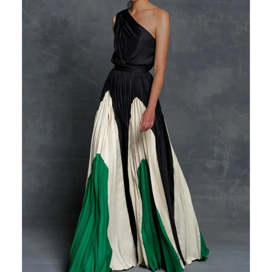 Bella | Maxi Wedding Guest Dress with One Shoulder and Pleated Skirt