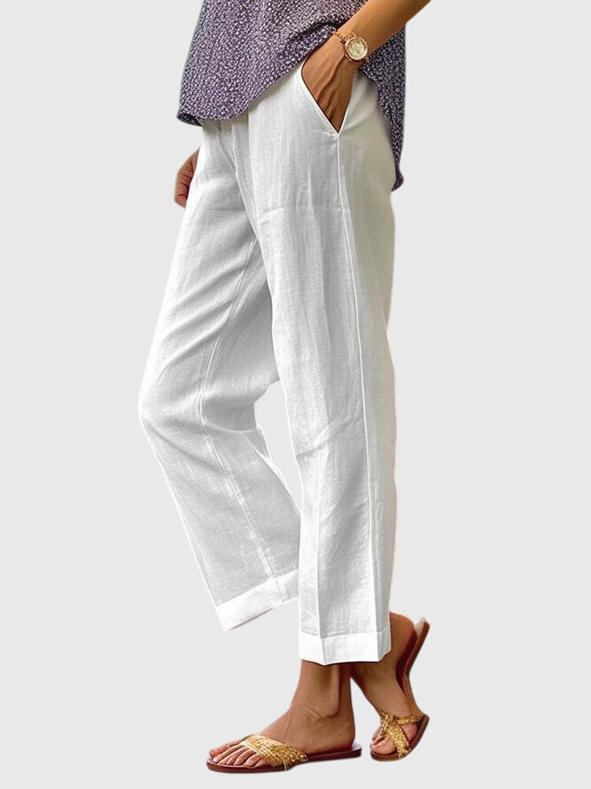 Nell | Straight-Leg Trousers with Cropped Hem and Plain Finish