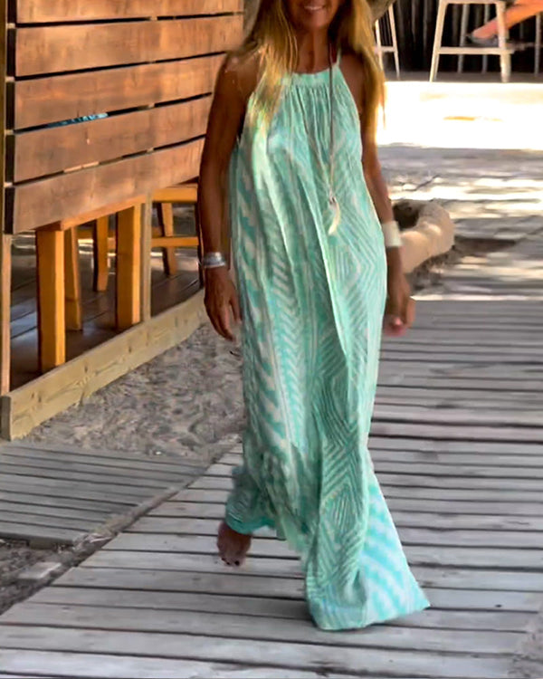Ivy | Maxi Summer Dress with Geometric Print and Sleeveless