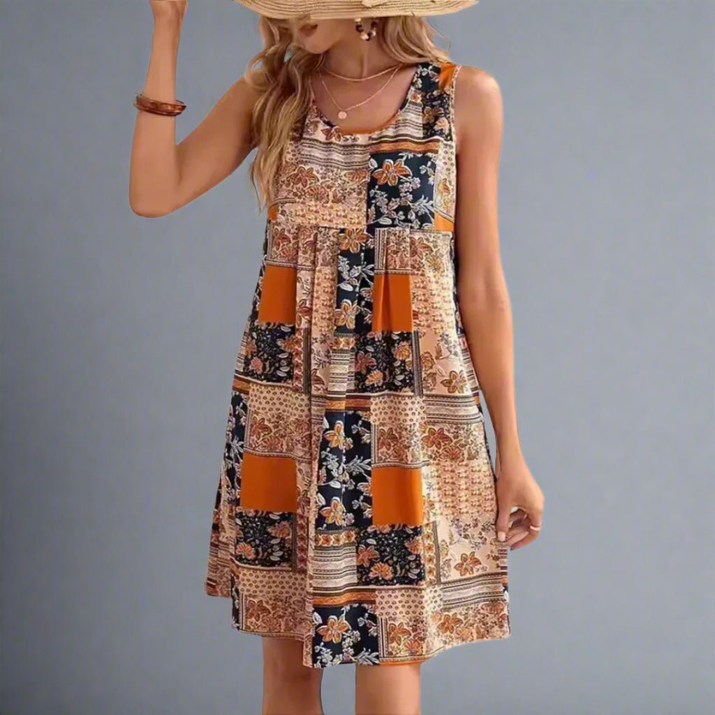 Bryony | Boho Mini Dress Sleeveless Printed