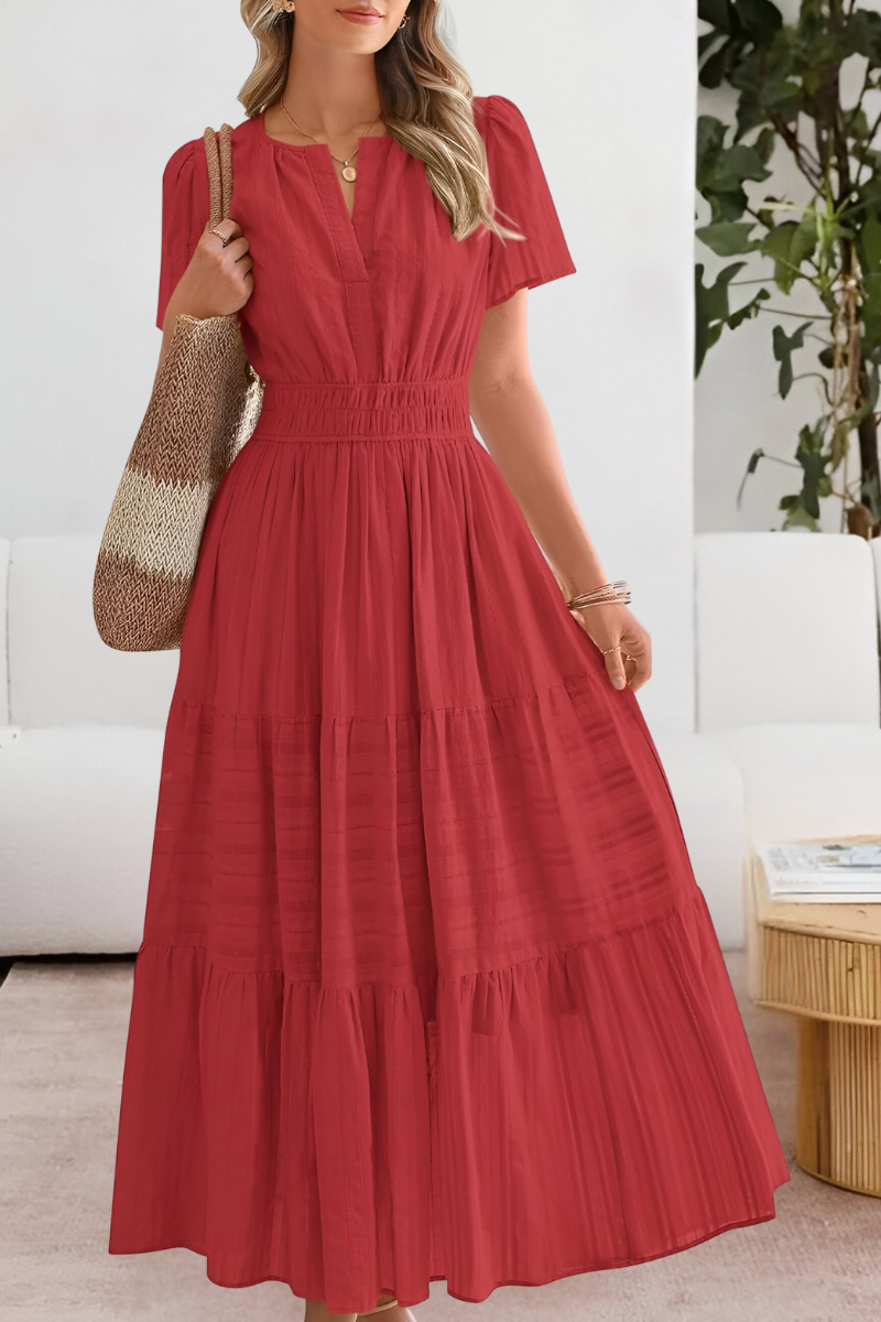 Esme | Boho Maxi Dress Smocked Short Sleeve