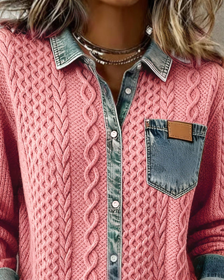 Wren | Cable Shirt with Collar and Button Front