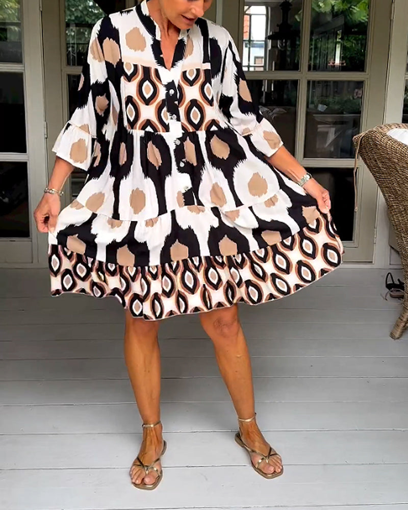 Camilla | Mini Summer Dress with Boho Print and V-Neck