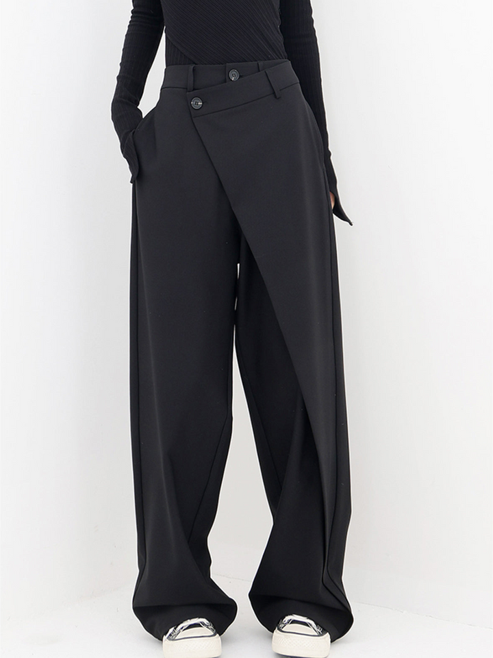 Iris | Wide Leg Trousers with High Waist and Wrap Front