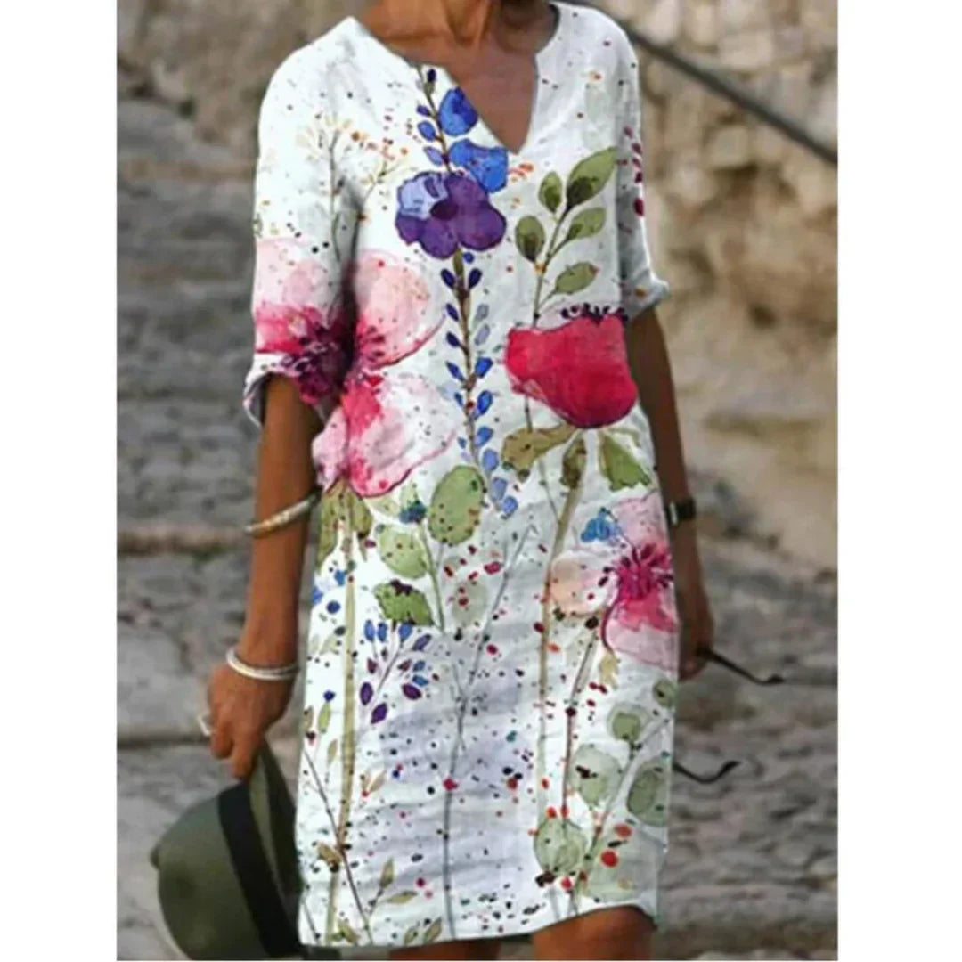 Hailey | Midi Summer Dress with Boho Print