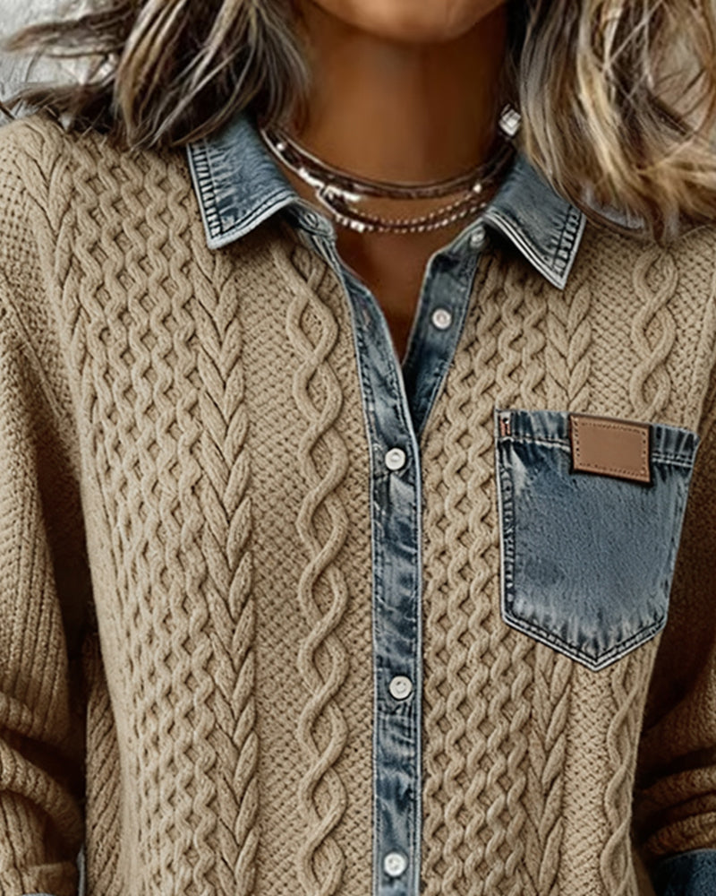 Wren | Cable Shirt with Collar and Button Front