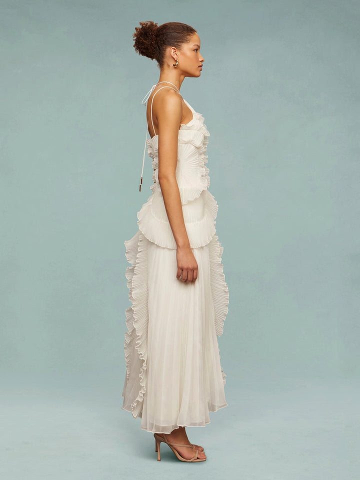 Avery | Wedding Guest Maxi Dress Pleated Asymmetric