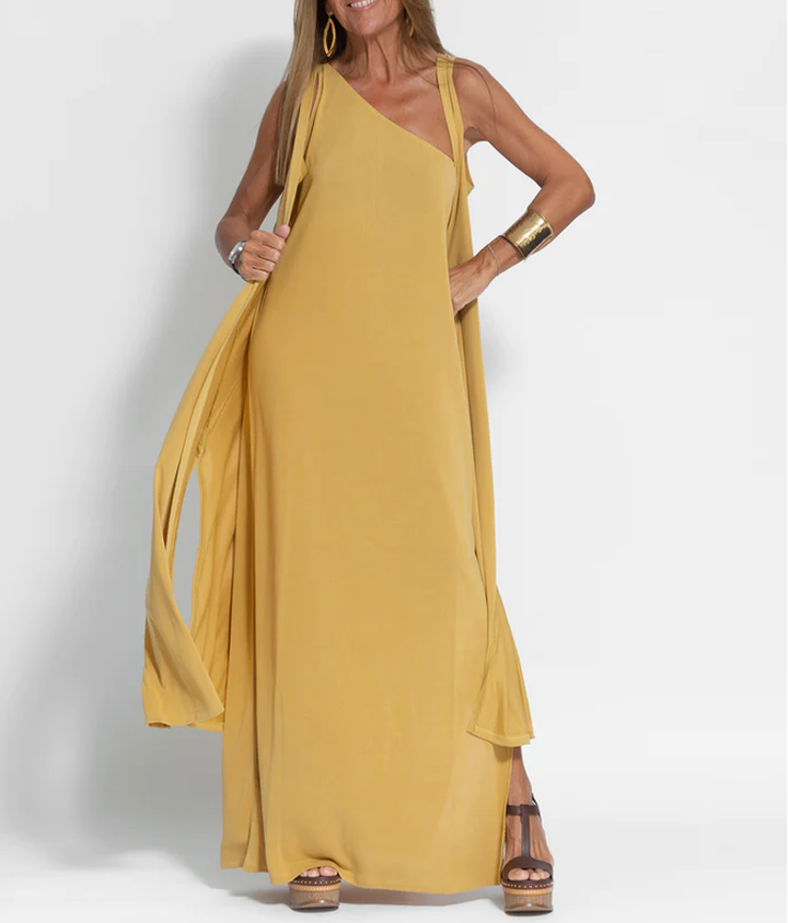 Olivia | Maxi Wedding Guest Dress with One Shoulder
