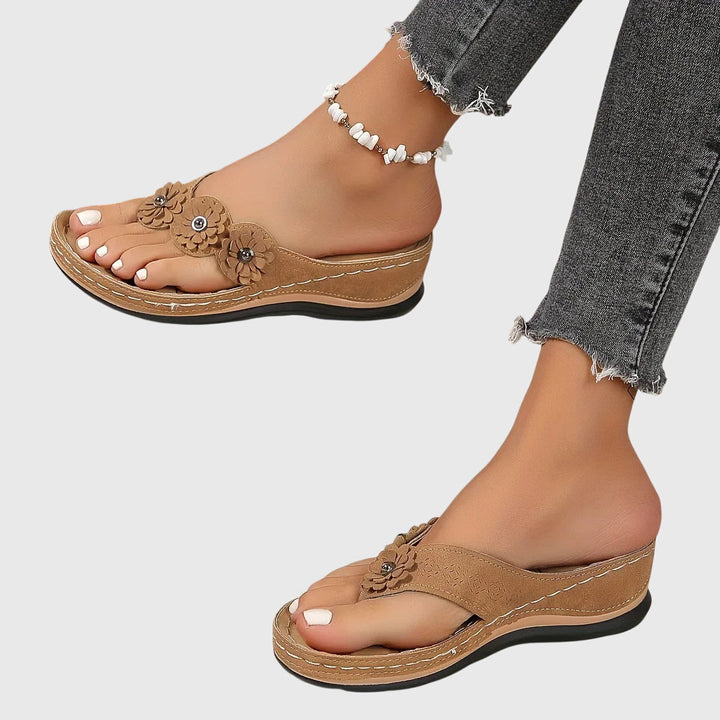 Alexis | Orthopedic Flip Flops with Floral Detail