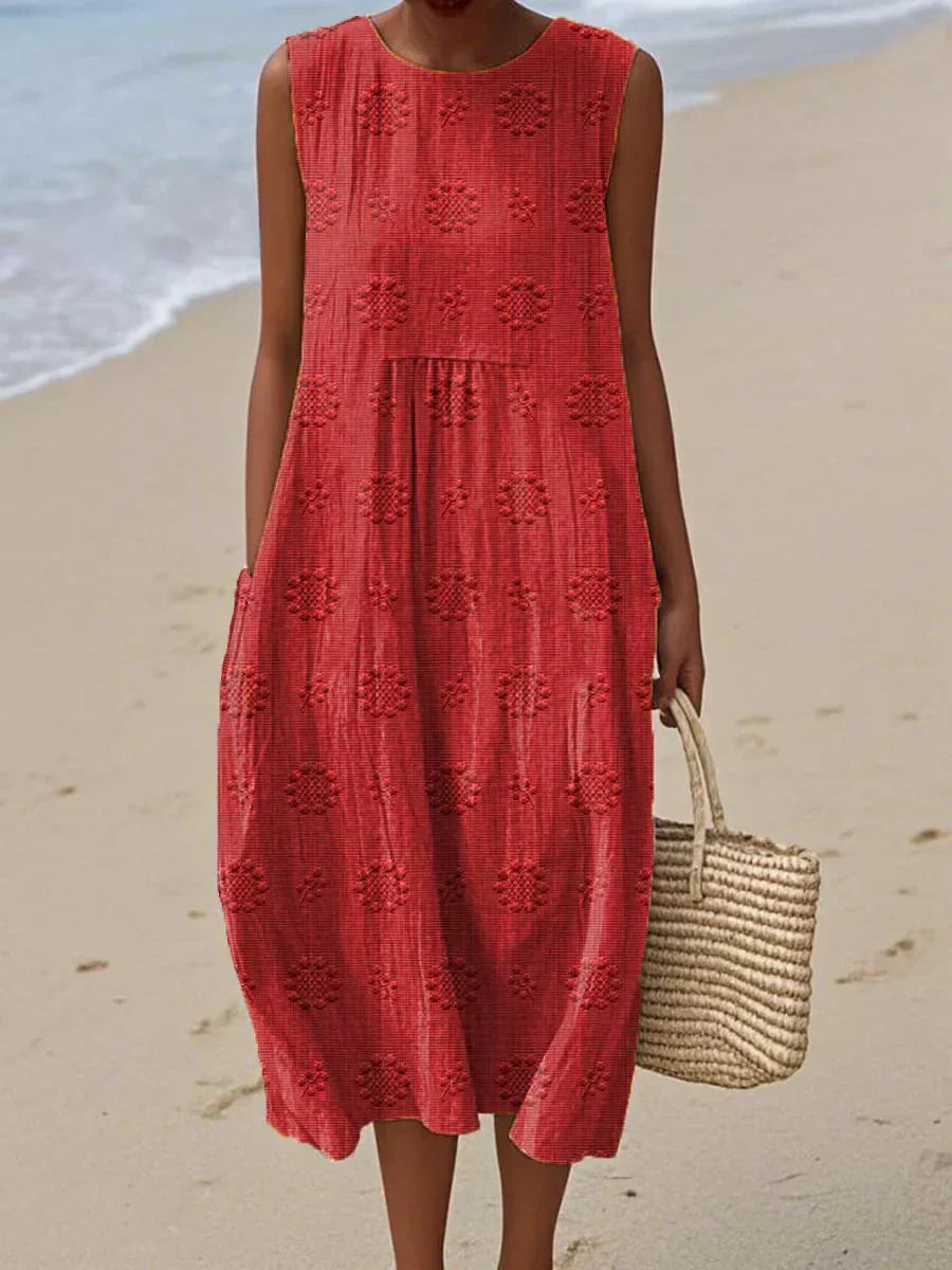 Olivia | Midi Holiday Dress with Embroidered Detail