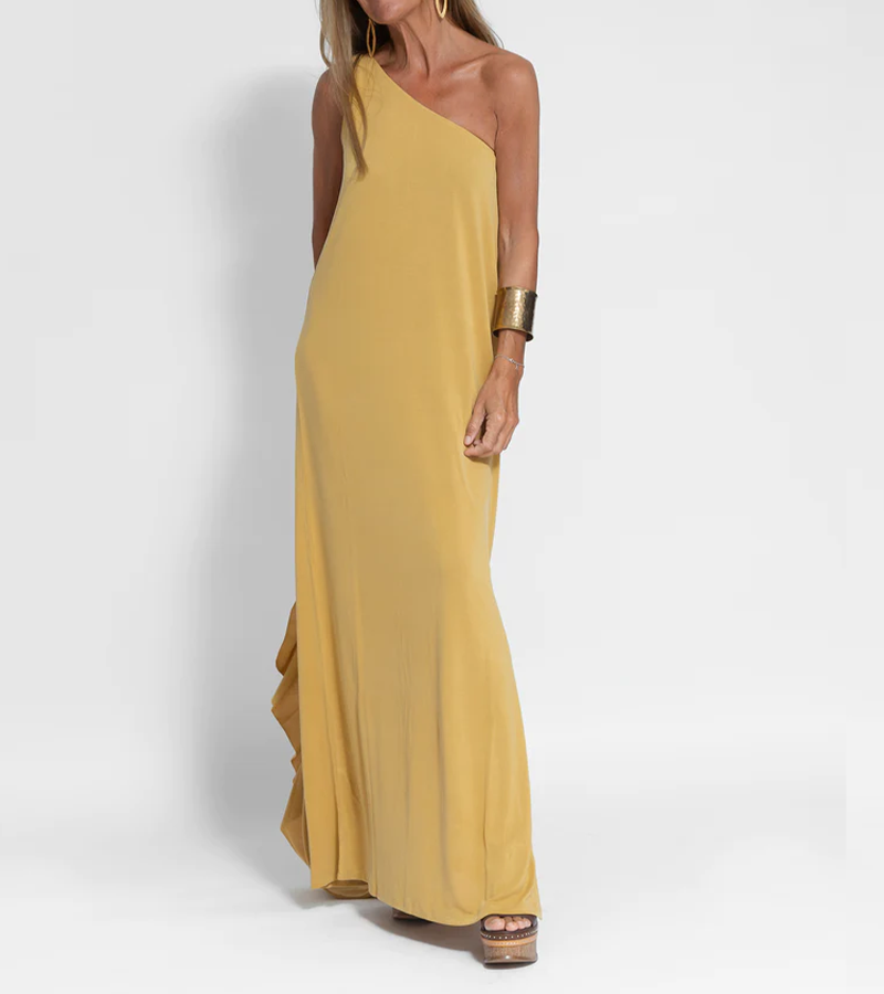 Olivia | Maxi Wedding Guest Dress with One Shoulder
