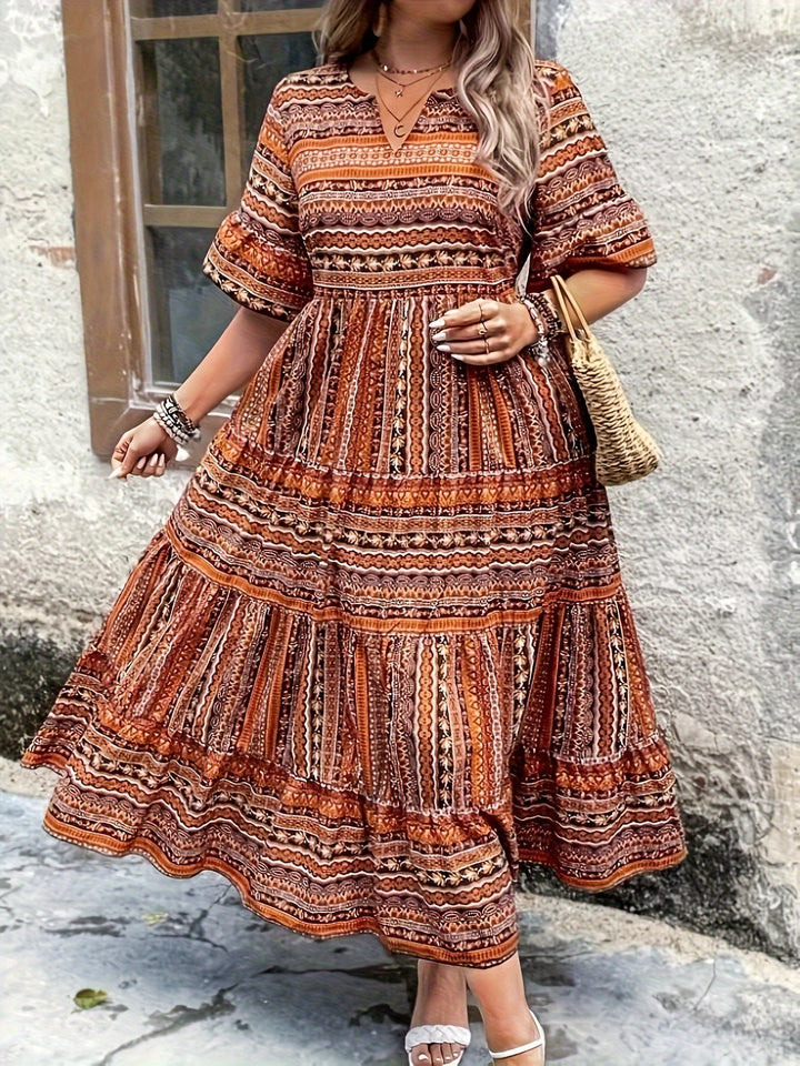 Annabelle | Boho Midi Dress Flowy Printed