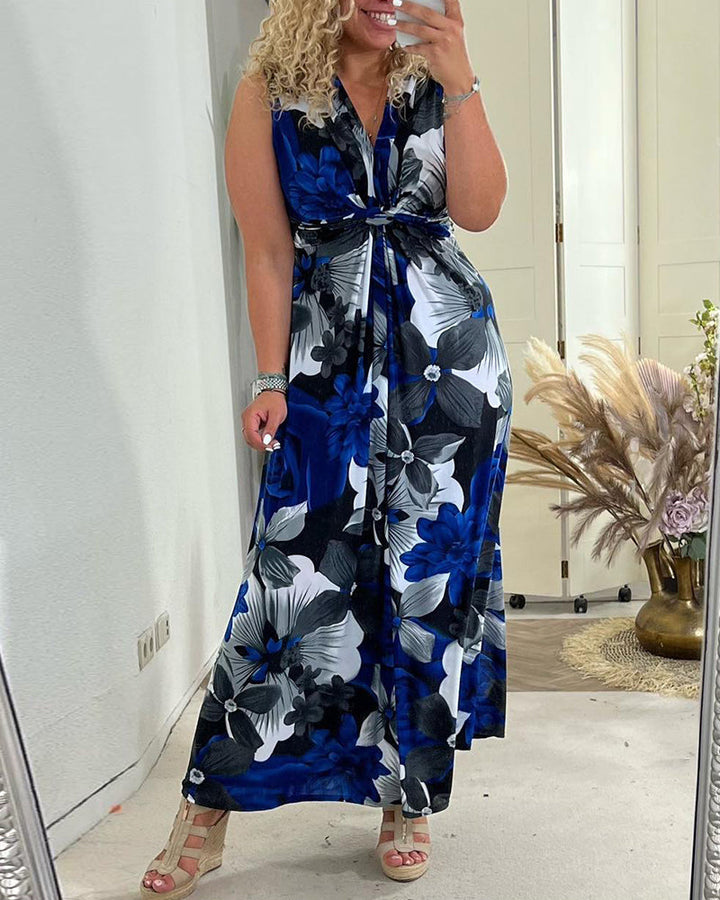 Madison | Maxi Wedding Guest Dress with Floral Print and V-Neck