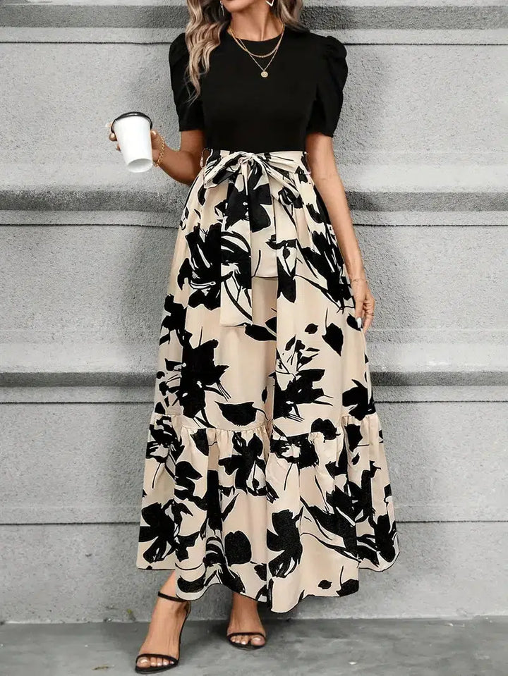 Hannah | Maxi Summer Dress with Floral Print and Tie Waist
