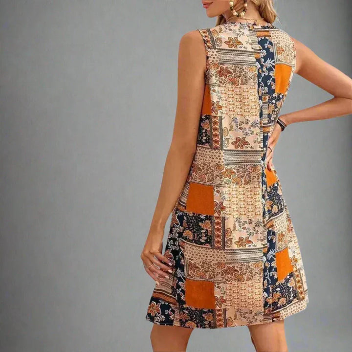 Abigail | Mini Summer Dress with Boho Print and A-line Skirt