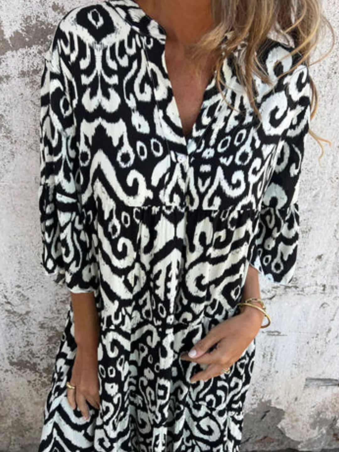 Bella | Mini Summer Dress with Boho Print and V-Neck