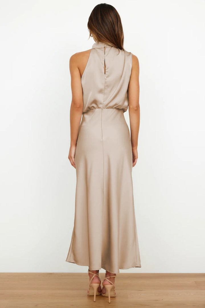 Diane | Maxi Halter Neck Dress with Cowl Drape