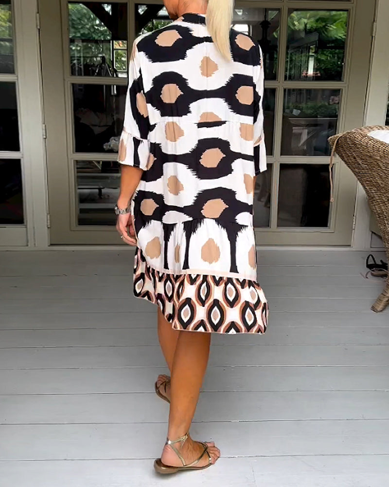 Camilla | Mini Summer Dress with Boho Print and V-Neck