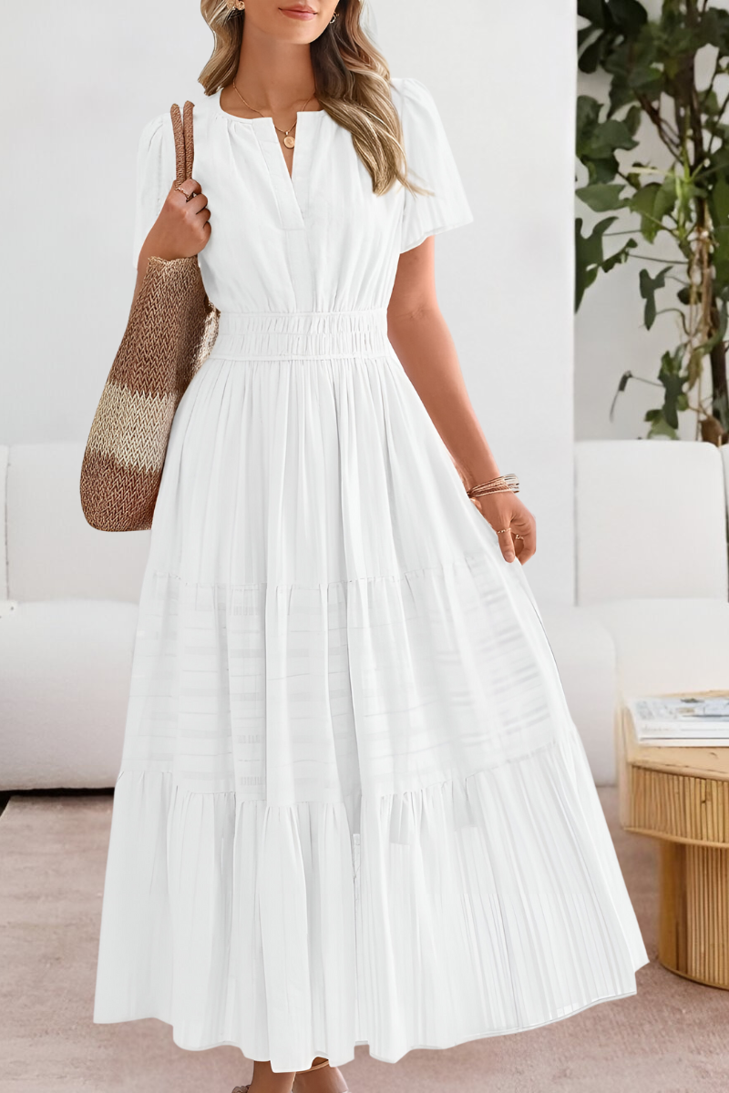 Esme | Boho Maxi Dress Smocked Short Sleeve