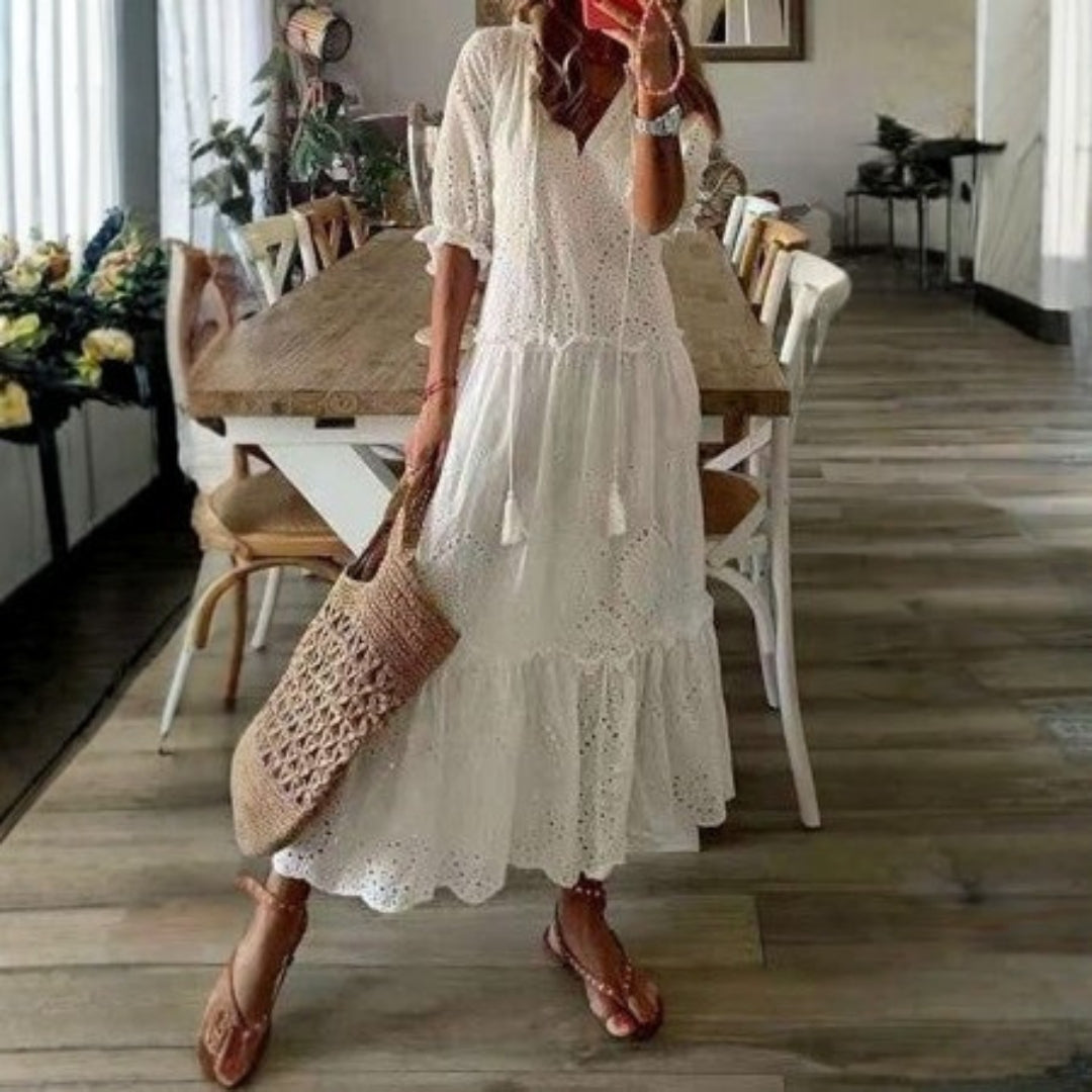 Bella | Maxi Summer Dress with Floral Print and Button Front