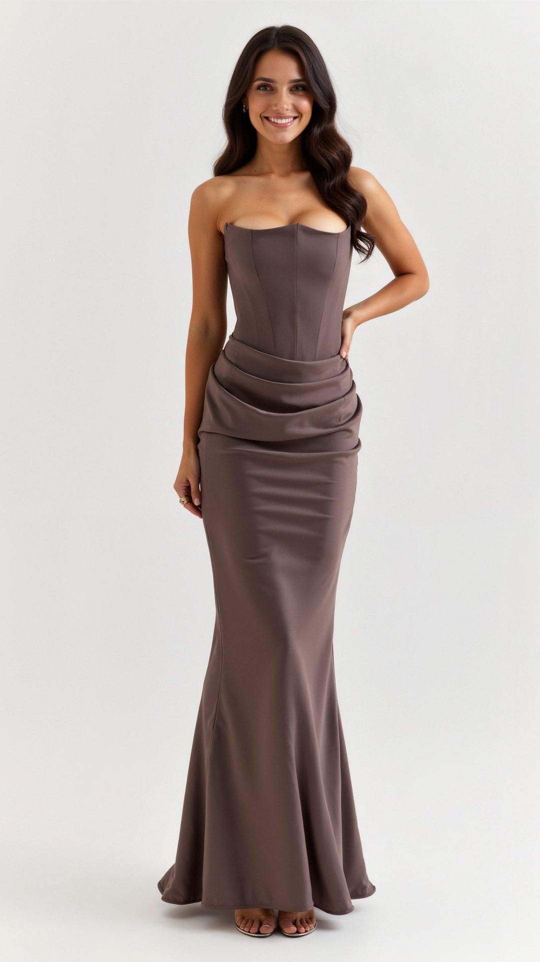 Alice | Maxi Wedding Guest Dress with Strapless Bodice and Mermaid Hem