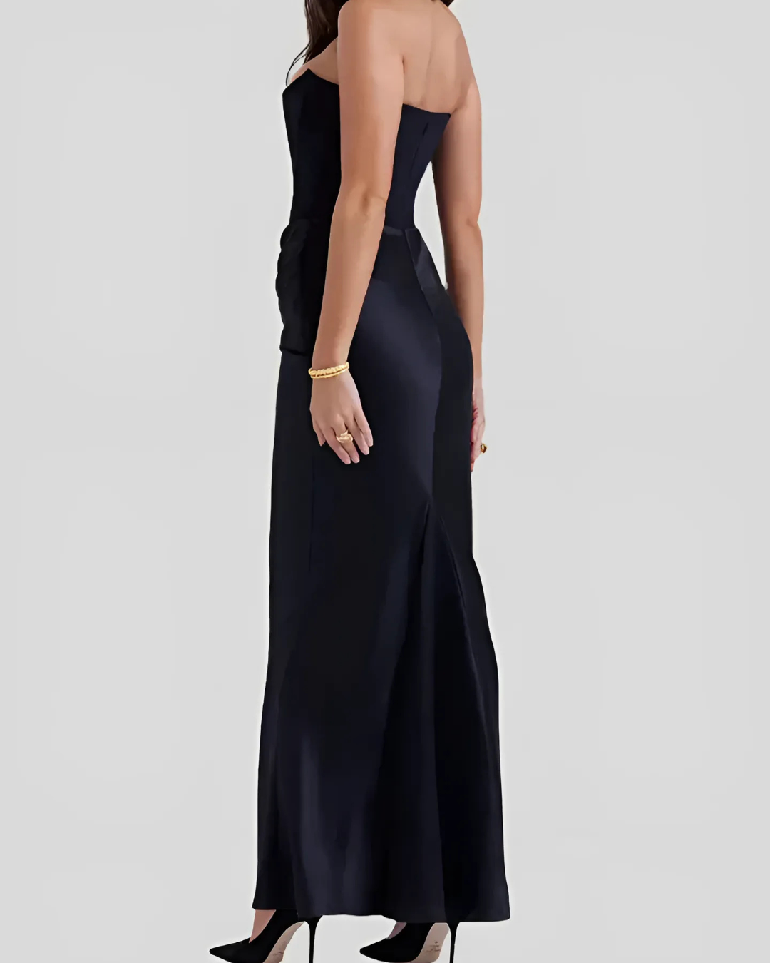 Jade | Maxi Wedding Guest Dress with Corset Bodice and Ruched Waist