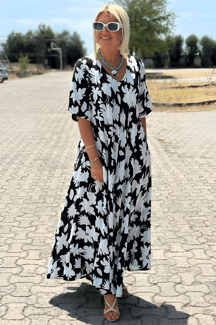 Grace | Maxi Summer Dress with Floral Print and Tiered Hem