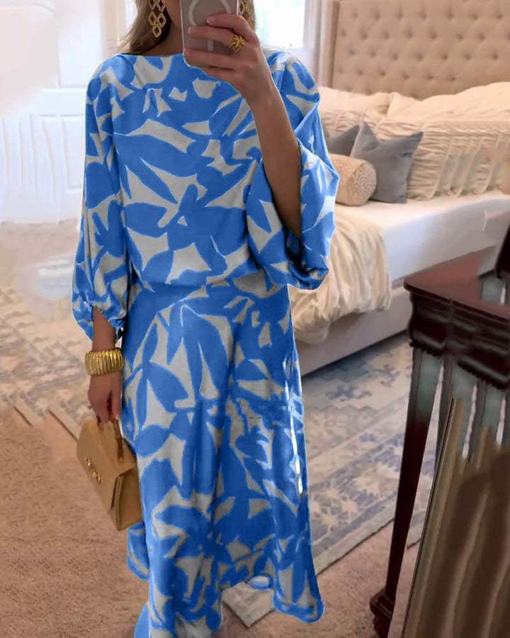 Demi | Matching Set with Abstract Print and Midi Skirt