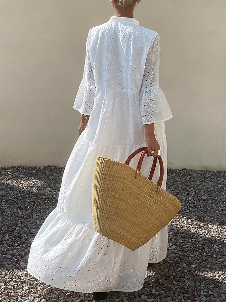 Hope | Maxi Summer Dress with Embroidered Detail and Tiered Skirt