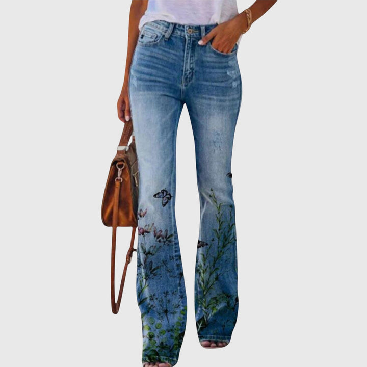 Josie | Flared Jeans with Floral Print and High Waist