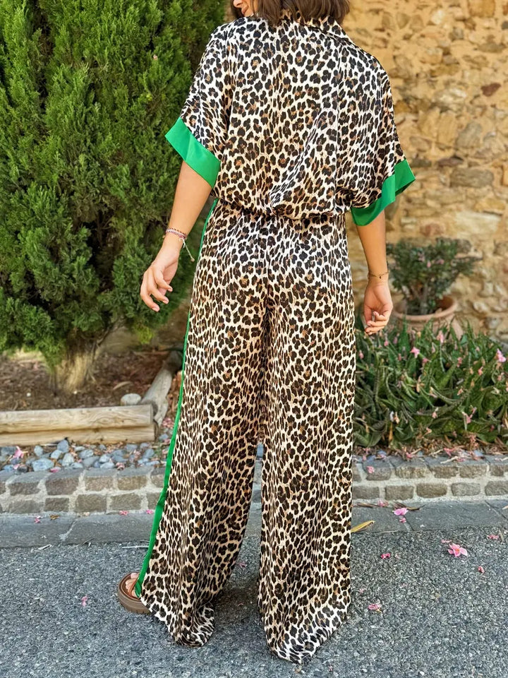 Rita | Matching Set with Animal Print and Contrast Trim