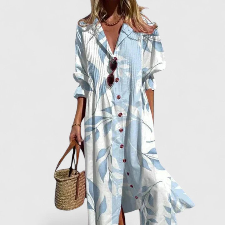 Paula | Boho Maxi Dress Botanical 3/4 Sleeve