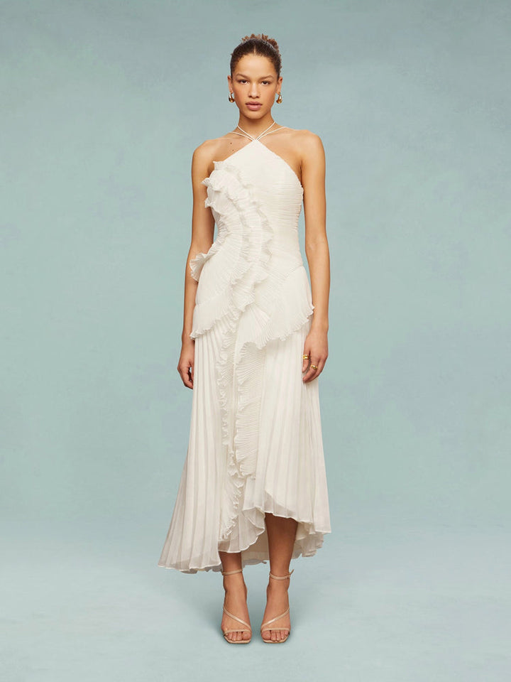 Avery | Wedding Guest Maxi Dress Pleated Asymmetric