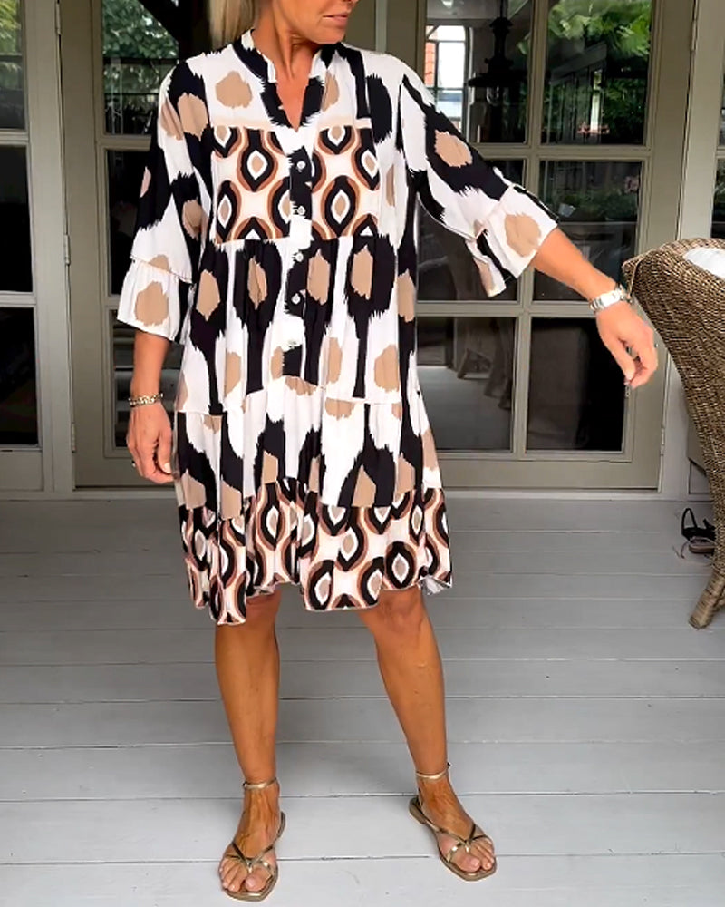Camilla | Mini Summer Dress with Boho Print and V-Neck